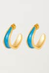 Buy_Voyce Jewellery_Blue Enameled Kandy Semi Hoop Pacific Earrings _at_Aza_Fashions