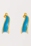 Shop_Voyce Jewellery_Blue Enameled Kandy Semi Hoop Pacific Earrings _at_Aza_Fashions