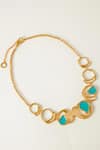 Buy_Voyce Jewellery_Blue Enamelled Morjim Encircle Coil Necklace_at_Aza_Fashions