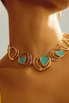 Shop_Voyce Jewellery_Blue Enamelled Morjim Encircle Coil Necklace_at_Aza_Fashions