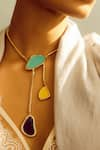 Shop_Voyce Jewellery_Blue Enamelled Boracey Drip Shaped Necklace _at_Aza_Fashions