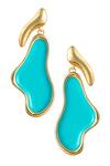Buy_Voyce Jewellery_Blue Enamelled Saint Topez Dangler Earrings_at_Aza_Fashions
