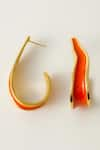 Buy_Voyce Jewellery_Orange Enamelled Andaman Crumpled Shaped Earrings _at_Aza_Fashions