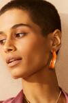 Shop_Voyce Jewellery_Orange Enamelled Andaman Crumpled Shaped Earrings _at_Aza_Fashions