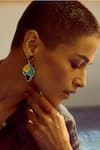 Shop_Voyce Jewellery_Blue Enameled Monaco Dangler Earrings _at_Aza_Fashions