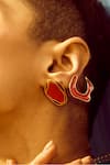 Shop_Voyce Jewellery_Red Enameled Hawaii Abstract Shaped Stud Earrings _at_Aza_Fashions