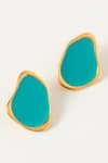 Buy_Voyce Jewellery_Blue Enameled Miami Geometric Shaped Stud Earrings _at_Aza_Fashions