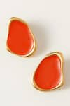 Buy_Voyce Jewellery_Orange Enameled Miami Abstract Shaped Earrings _at_Aza_Fashions