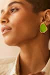 Shop_Voyce Jewellery_Green Enameled Miami Stud Earrings _at_Aza_Fashions