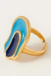 Buy_Voyce Jewellery_Blue Enameled Colva Abstract Shaped Ring _at_Aza_Fashions