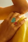 Shop_Voyce Jewellery_Blue Enameled Ipanema Abstract Shaped Ring _at_Aza_Fashions