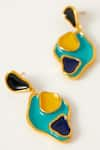 Voyce Jewellery_Blue Enameled Monaco Dangler Earrings _Online_at_Aza_Fashions