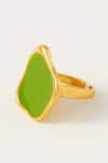 Buy_Voyce Jewellery_Green Enameled Noosa Abstract Shaped Ring _at_Aza_Fashions