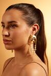 Buy_Joules by Radhika_Gold Plated Pearl Embellished Swing Dangler Infinity Loop Earrings_at_Aza_Fashions