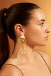 Joules by Radhika_Gold Plated Pearl Embellished Swing Dangler Infinity Loop Earrings_Online_at_Aza_Fashions