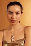 Buy_Joules By Radhika_Gold Plated Pearl And Diamond Twin Pendant Necklace _at_Aza_Fashions