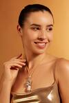 Joules By Radhika_Gold Plated Pearl And Diamond Twin Pendant Necklace _Online_at_Aza_Fashions