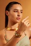 Joules By Radhika_Gold Plated Crumpled Wave Bracelet_Online_at_Aza_Fashions
