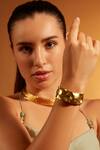 Buy_Joules By Radhika_Gold Plated Crumpled Wave Bracelet_at_Aza_Fashions