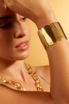 Joules by Radhika_Gold Plated Stacked Pillar Open Bracelet_Online_at_Aza_Fashions