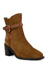 Vanilla Moon_Brown Link Chain Trim Cecil Plain Ankle Boots _Online_at_Aza_Fashions