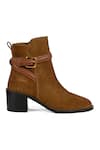 Buy_Vanilla Moon_Brown Link Chain Trim Cecil Plain Ankle Boots _Online_at_Aza_Fashions