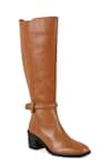 Buy_Vanilla Moon_Brown Link Chain Trim Claud Plain Long Boots _at_Aza_Fashions