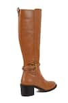 Buy_Vanilla Moon_Brown Link Chain Trim Claud Plain Long Boots _Online_at_Aza_Fashions