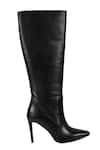 Vanilla Moon_Black Link Chain Trim Esther Solid Long Boots _Online_at_Aza_Fashions