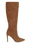 Buy_Vanilla Moon_Brown Link Chain Trim Esther Plain Long Boots _Online_at_Aza_Fashions