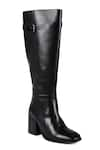 Buy_Vanilla Moon_Black Link Chain Trim Mallory Solid Long Boots _at_Aza_Fashions