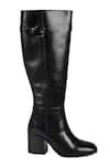 Vanilla Moon_Black Link Chain Trim Mallory Solid Long Boots _Online_at_Aza_Fashions