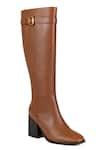 Buy_Vanilla Moon_Brown Link Chain Trim Mallory Plain Long Boots _at_Aza_Fashions