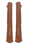 Shop_Vanilla Moon_Brown Link Chain Trim Mallory Plain Long Boots _at_Aza_Fashions