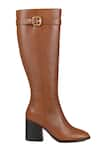 Vanilla Moon_Brown Link Chain Trim Mallory Plain Long Boots _Online_at_Aza_Fashions