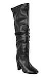 Buy_Vanilla Moon_Black Plain Millie Ruched Long Boots _at_Aza_Fashions