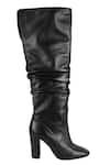 Vanilla Moon_Black Plain Millie Ruched Long Boots _Online_at_Aza_Fashions