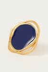 Buy_Voyce Jewellery_Blue Enameled Copacabana Abstract Pattern Ring _at_Aza_Fashions