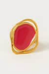 Buy_Voyce Jewellery_Pink Enameled Copacabana Abstract Shaped Ring _at_Aza_Fashions