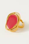 Shop_Voyce Jewellery_Pink Enameled Copacabana Abstract Shaped Ring _at_Aza_Fashions