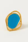 Buy_Voyce Jewellery_Blue Enameled Copacabana Abstract Pattern Ring _at_Aza_Fashions