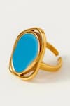 Shop_Voyce Jewellery_Blue Enameled Copacabana Abstract Pattern Ring _at_Aza_Fashions