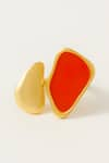 Buy_Voyce Jewellery_Orange Enameled St Lucia Abstract Pattern Ring _at_Aza_Fashions