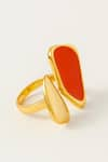 Shop_Voyce Jewellery_Orange Enameled St Lucia Abstract Pattern Ring _at_Aza_Fashions