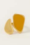 Buy_Voyce Jewellery_Yellow Enameled St Lucia Open Ring _at_Aza_Fashions