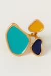 Buy_Voyce Jewellery_Blue Enameled Byron Bay Abstract Shaped Ring _at_Aza_Fashions