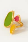 Shop_Voyce Jewellery_Green Enameled Byron Bay Abstract Pattern Ring _at_Aza_Fashions