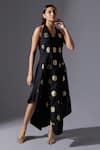 Buy_House of Manaa_Black 100% Cotton Polka Dot Pattern Halter Neck Dress _at_Aza_Fashions