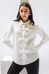 Buy_House of Dreams_White Cotton Poplin Embellished Pearl Bow Collar Shirt _at_Aza_Fashions