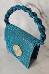 Shop_X Feet Above_Blue Embellished Bijoux Crystal Mesh Mini Bag_at_Aza_Fashions